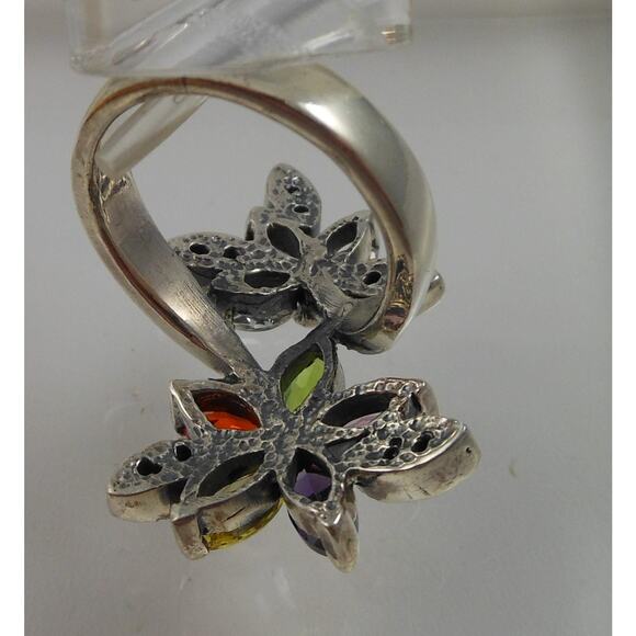 Sterling Silver Flower Bypass Ring from Thailand Size 8 NOS - Picture 7 of 10